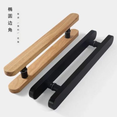 Bán buôn khúc gỗ tay nắm cửa kính khắc chữ gỗ nguyên khối phong cách Trung Hoa cửa hàng đồ cổ tay nắm cửa trượt lớn tay vịn logo