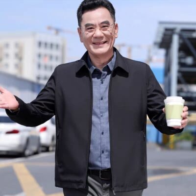 Áo khoác bố mùa xuân và mùa thu áo khoác nam trung niên 50 đến 60 tuổi quần áo có ve áo áo khoác mùa đông cho ông bà trung niên và cao tuổi