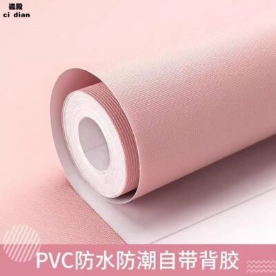 50 mét cuộn lớn tự dán giấy dán tường ấm nhà phòng ngủ Decal dán tường lưới chống thấm nước nền đỏ PVC Giấy dán tường