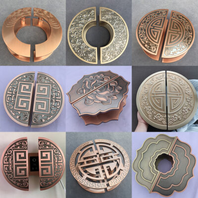 Tay nắm cửa hình bán nguyệt đồng cổ mới phong cách Trung Quốc cửa gỗ chắc chắn tay nắm cửa kính Xiangyun hợp kim nhôm chạm khắc tay nắm cửa