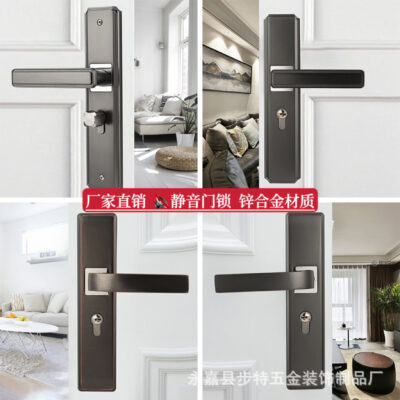 Khóa cửa Trong Nhà Phòng Ngủ Cửa Phòng Tắm Tay Cầm Khóa cửa Gỗ Đen Lockset Nhà Khóa cửa Phòng cách âm Khóa cửa Phòng