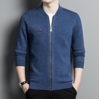 Thu Đông 2022 Mới Dệt Kim Cardigan Nam Cổ Bóng Chày Áo Len Áo Khoác Ngoài Trung Niên Phong Cách Hàn Quốc Trẻ Trung Cao Cấp