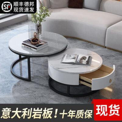 Đèn bàn cà phê sang trọng đơn giản hiện đại phòng khách nhà căn hộ nhỏ Bắc Âu bên một vài phiến đá cẩm thạch tròn bàn cà phê nhỏ bàn