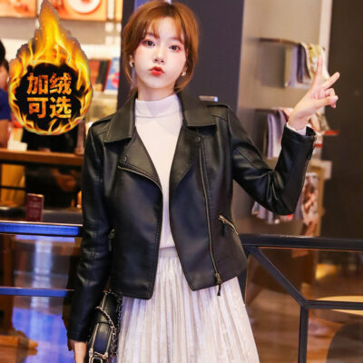 Một số lượng lớn tại chỗ dài hạn Áo khoác da nữ bằng da pu phù hợp với xe máy của phụ nữ Áo khoác phù hợp cho phụ nữ ngắn mới