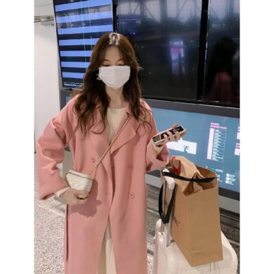 Áo khoác cashmere hai mặt cao cấp cho nữ xuân thu đông 2023 phiên bản Hàn Quốc áo khoác len nữ cỡ nhỏ dáng vừa mới
