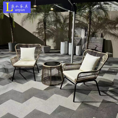 Bàn ghế mây ngoài trời ban công sân vườn bàn ghế nhỏ bàn cà phê kết hợp ghế mây tối giản hiện đại đồ nội thất ba mảnh