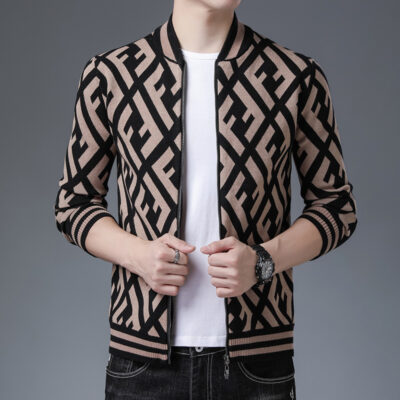 Người trung niên và thanh niên áo len dệt kim dây kéo cardigan xuân thu mới áo khoác nam áo len công sở mỏng đồng phục bóng chày