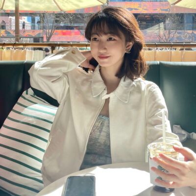 RL Raff Nữ Màu Trắng Ve Áo Thêu Đã Giặt Áo Khoác Dây Kéo Eo Gió Đơn Giản Áo Khoác Bông Phong Cách Retro