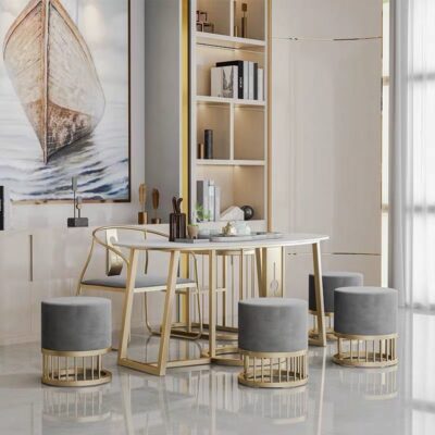 Văn phòng tiếp khách nhà Bàn trà và ghế đẹp sang trọng Bàn trà phòng khách bằng đá cẩm thạch bàn cà phê mới của Trung Quốc kết hợp Bàn trà nhỏ
