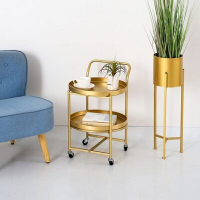 Xe đẩy bàn cà phê có thể di chuyển nhỏ mini sảnh phía bắc đầu giường bàn tròn nhỏ bên ghế sofa có bánh xe góc vàng vài thế hệ tóc