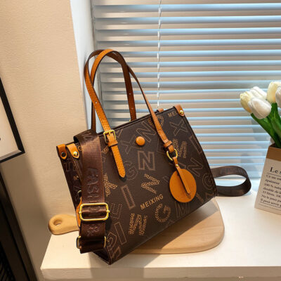 Túi họa tiết nữ 2023 thời trang mới ánh sáng sang trọng đi lại đeo vai Túi in hình túi tote di động dung tích lớn