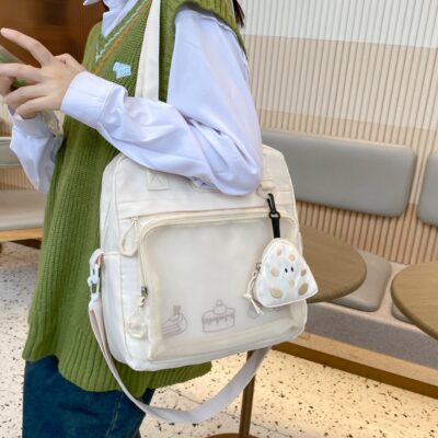 Đồng màu túi đeo vai nữ Nhật Bản cô gái dễ thương học sinh dân tộc thiểu số túi khắc phục hậu quả túi lưới giản dị túi cô gái mềm mại trong rừng