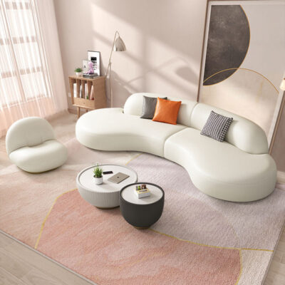 Sofa Vải Bàn Trà Kết Hợp Bộ Cong Bám Phòng Khách Ngôi Nhà Nhỏ đẹp Sang Trọng Tiếp Tân