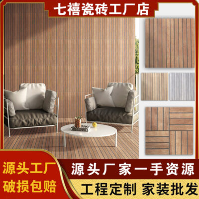 Sàn giả gỗ vân gỗ gạch sân lát nền ban công sân thượng chống trơn 600x600 sân vườn giả gỗ sàn gạch ngoài trời