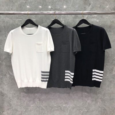 Dongguan thương hiệu nhà máy sản xuất trực tiếp tb ngắn tay của phụ nữ hàng dệt kim eo sọc T-shirt giản dị nửa tay áo thủy triều