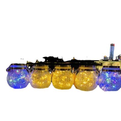 Năng lượng mặt trời nứt đèn thợ xây chai trang trí ban công ngôi sao chai thủy tinh treo vườn cây đèn sân vườn lưới đèn ngủ màu đỏ