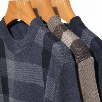 Bố Áo Len Nam Trung Niên Và Cao Tuổi Đáy Sơ Mi Thu Đông Cổ Tròn Chui Đầu Áo Len Rộng Ấm Áp Ông Nội