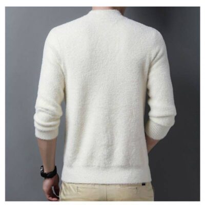 Mùa đông nhung chồn cao cấp dày ấm áo len nam nửa cổ cao sang trọng áo len rời thanh niên mặc bên trong áo len dệt kim