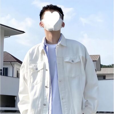 Áo khoác denim nam xuân thu đen trắng phiên bản Hàn Quốc của thương hiệu thời trang nam thời trang thành thị Áo khoác denim màu trơn trẻ trung đẹp trai