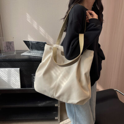 Túi đeo vai nylon sức chứa lớn túi tote nữ đi làm túi sinh viên đại học lớp phù hợp túi vải đơn giản và nhẹ túi nữ