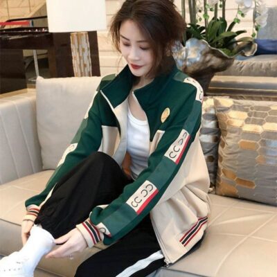 Đường may hoa mai phổ biến năm nay áo khoác cổ đứng thể thao hàng đầu 2023 áo khoác thường mới đồng phục bóng chày xu hướng nữ