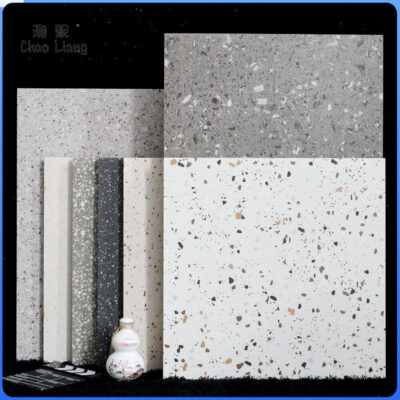 Gạch Terrazzo màu xám gạch giả cổ Gạch lát nền nhà hàng 600x600 chống trơn Gạch ốp tường phòng tập gym 800x800