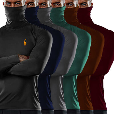 Ngoại thương mới áo thun nam in hình nam cổ cao tay dài thu đông có đáy áo len dệt kim nam áo chui đầu Hàn Quốc