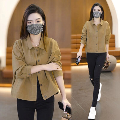 Mùa Xuân Và Mùa Thu 2023 Mới Thời Trang Tất Cả Trận Đấu Dụng Cụ Nữ Áo Ngắn Ve Áo Cardigan Đồng Phục Bóng Chày Áo Khoác Nữ