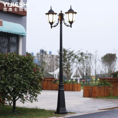 Đèn sân vườn hai đầu theo phong cách châu Âu, đèn sân vườn cổ điển ngoài trời, biệt thự, cộng đồng, công viên, đèn đường, đèn cảnh quan sân trong