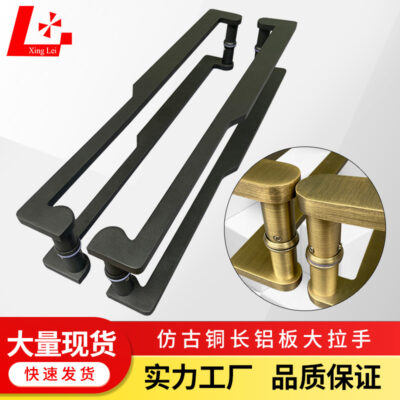 Bán buôn Đẹp sang trọng đơn giản tại chỗ Tay nắm cửa kính tay cầm dài cửa gỗ màu đen tay cầm lớn Tay nắm cửa