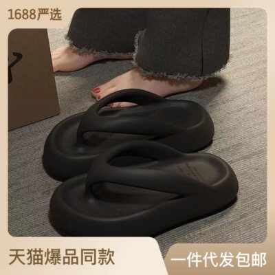 Dép xỏ ngón dép đế dày áo khoác ngoài dép đi biển mùa hè nữ mềm mại thời trang mới tất cả lưới màu đỏ chụp ảnh đường phố dép đi trong nhà thoáng mát