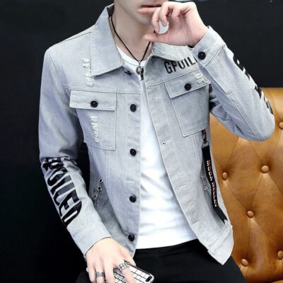 Áo Khoác Nam Thu Đông 2022 Quần Áo Denim Hàn Quốc Xã Hội Anh Chàng Cá Tính Ins Áo Khoác Denim Đẹp Trai S