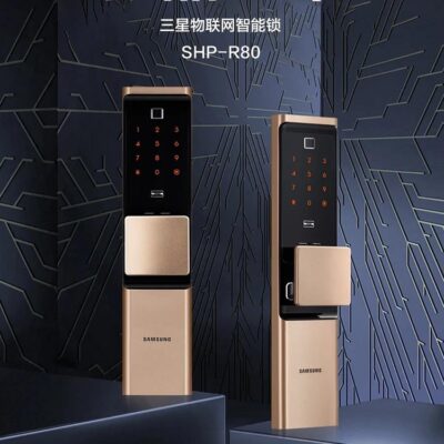 Khóa vân tay Samsung R80 nhập khẩu chính hãng remote mở khóa vân tay mật khẩu thẻ từ cảnh báo cháy nổ