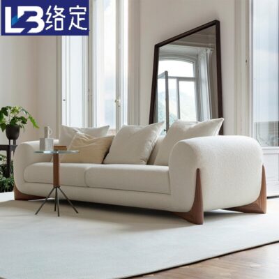 Sofa vải phong cách kem tối giản hiện đại căn hộ nhỏ cừu nhung phòng khách phong cách Nhật Bản phong cách wabi sabi hàng thẳng ghế sofa sang trọng nhẹ