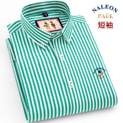 Paul mùa hè nam cotton áo sơ mi sọc ngắn tay cotton áo sơ mi sọc màu giản dị D5509 D5510