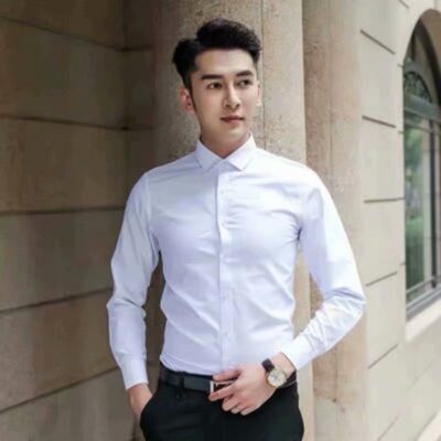 Mùa xuân và mùa thu áo sơ mi trắng dài tay nam phiên bản Hàn Quốc của áo sơ mi tự trồng chuyên nghiệp áo sơ mi inch kinh doanh quần áo làm việc chính thức váy cưới