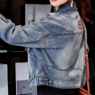 Áo khoác denim nữ dáng ngắn phong cách Hồng Kông nhỏ tươi mát mùa xuân thu 2023 phong cách hàn quốc mới xu hướng hàng đầu