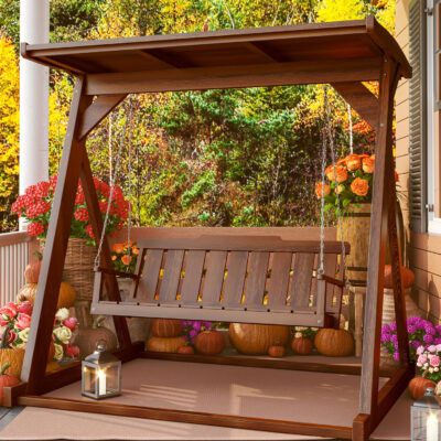 Xích đu sân nông thôn phong cách Trung Quốc xích đu gỗ ngoài trời gỗ đặc sân sân thượng vườn xích đu người lớn ghế treo dày