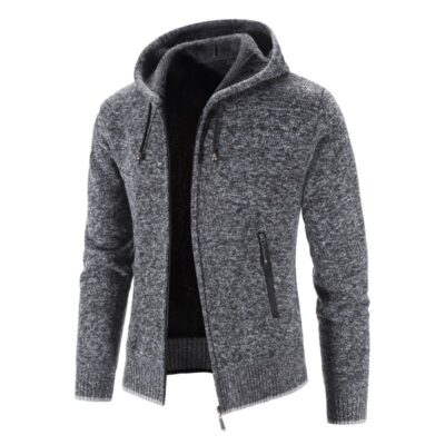 2021 Mới Áo Len Cardigan Nam Thu Đông Plus Nhung Dày Kích Thước Lớn Áo Len Nam Có Mũ Áo Khoác Triều