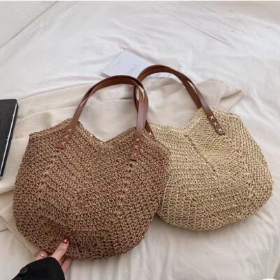 Túi dệt tay mới thời trang túi một vai nữ túi dệt bằng rơm dây giấy kỳ nghỉ túi đi biển túi đeo vai phiên bản Hàn Quốc phù hợp với mọi lứa tuổi