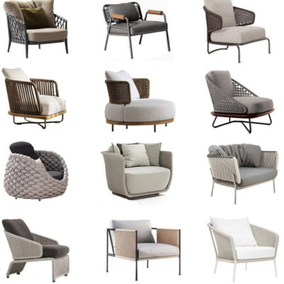 Sofa mây ngoài trời hiện đại sân mô hình không thấm nước phòng homestay ban công giải trí ghế mây đơn có tựa lưng ghế giải trí