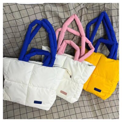 Túi lớn đi học cho nữ màu nổi bật túi tote nhỏ tươi mát túi nylon giải trí túi đeo vai nữ dung tích lớn