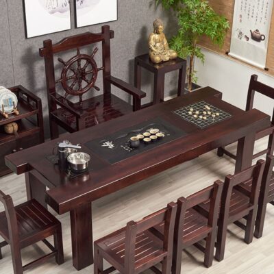 Bàn trà kiểu trung quốc và ghế kết hợp Bàn trà Kung Fu Bàn trà nghệ thuật gỗ đặc Bàn trà văn phòng thương mại phòng khách bàn cà phê kiểu trung quốc mới