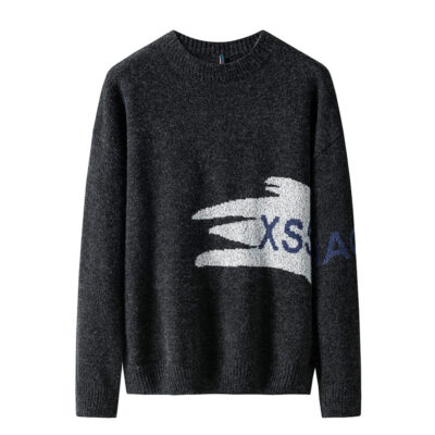 Bán buôn 2022 mùa thu đông mới nam dài tay cổ tròn áo len chui đầu thời trang cá tính có đáy áo sơ mi nam