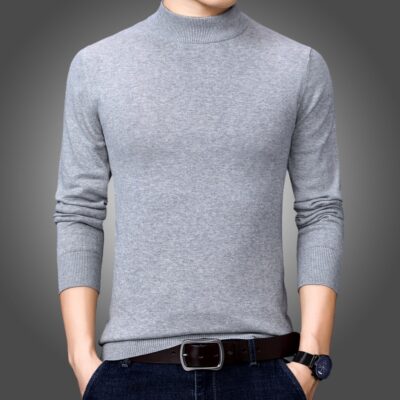 Một Nửa Áo Len Cao Cổ Mùa Thu Nam Cotton Nguyên Chất Dệt Kim Phong Cách Hàn Quốc Xu Hướng Mỏng Đa Năng Bố Mặc Dưới Áo Quần Áo