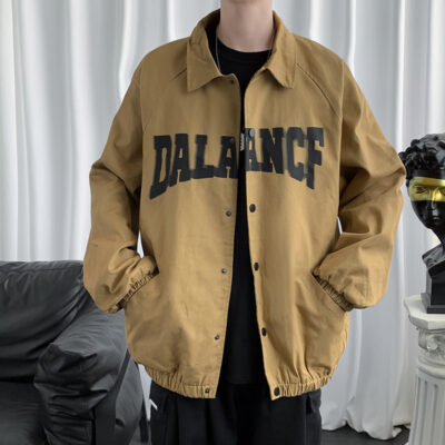 Hồng Kông phong cách retro dụng cụ áo khoác nam mùa thu hợp thời trang thương hiệu hip-hop đồng phục bóng chày phong cách Harajuku in chữ áo khoác rời
