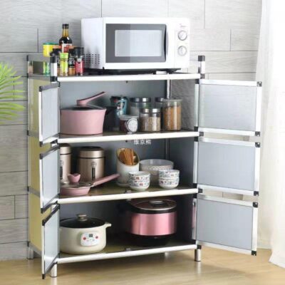 Tủ để đồ nhà bếp có cửa tủ giá tủ bếp hợp kim nhôm để đồ hộ gia đình đơn giản để đồ hệ thống sưởi tủ bếp