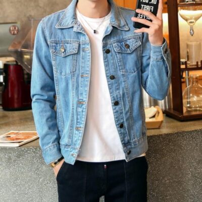 Áo khoác nam áo khoác denim cặp đôi xe máy mới hợp thời trang trẻ trung quần áo denim nam phiên bản mỏng Hàn Quốc