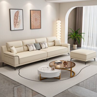 Phong cách Ý đẹp sang trọng phòng khách căn hộ lớn và nhỏ sofa vải cao su chaise sofa kết hợp mới móng vuốt mèo sofa vải