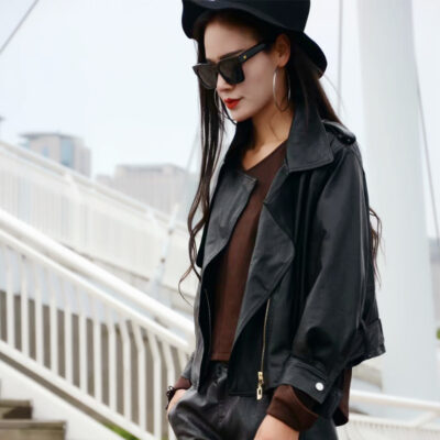 Áo khoác da nhỏ dành cho nữ mùa xuân ngắn phiên bản Hàn Quốc dáng rộng phù hợp với xe máy phù hợp với tất cả các trận đấu áo khoác da mỏng nữ